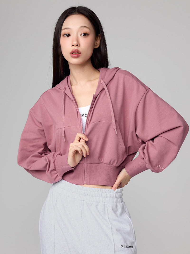 フォクシー　ダブルジップ　レディパーカー クロップド丈　ストレッチ　42サイズ XTFHJ01J1 スムースタッチ クロップド丈 パーカー ジップアップ