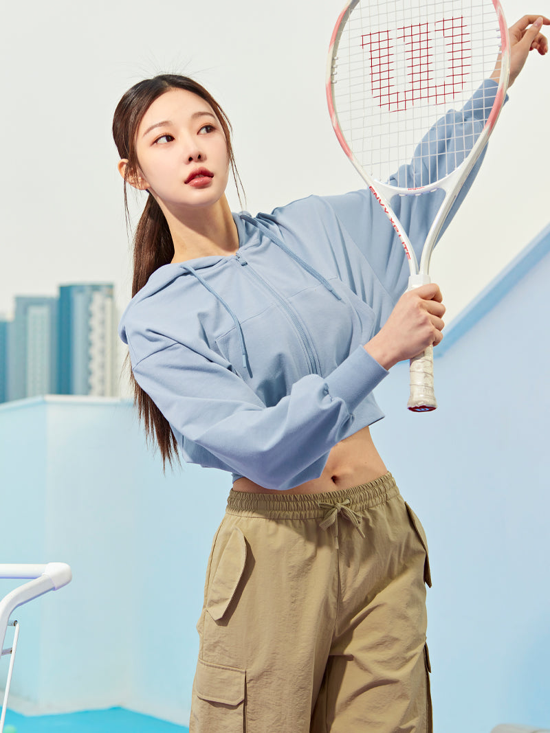 XTFHJ01J1 スムースタッチ クロップド丈 パーカー ジップアップ