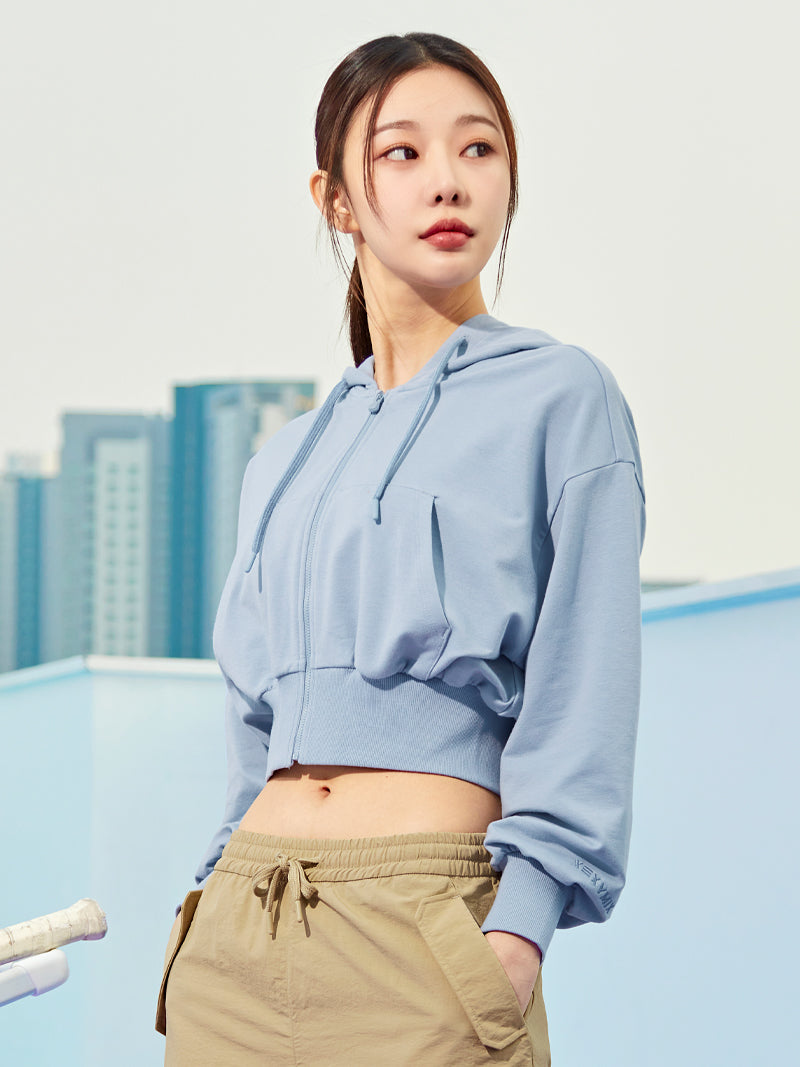 XTFHJ01J1 スムースタッチ クロップド丈 パーカー ジップアップ