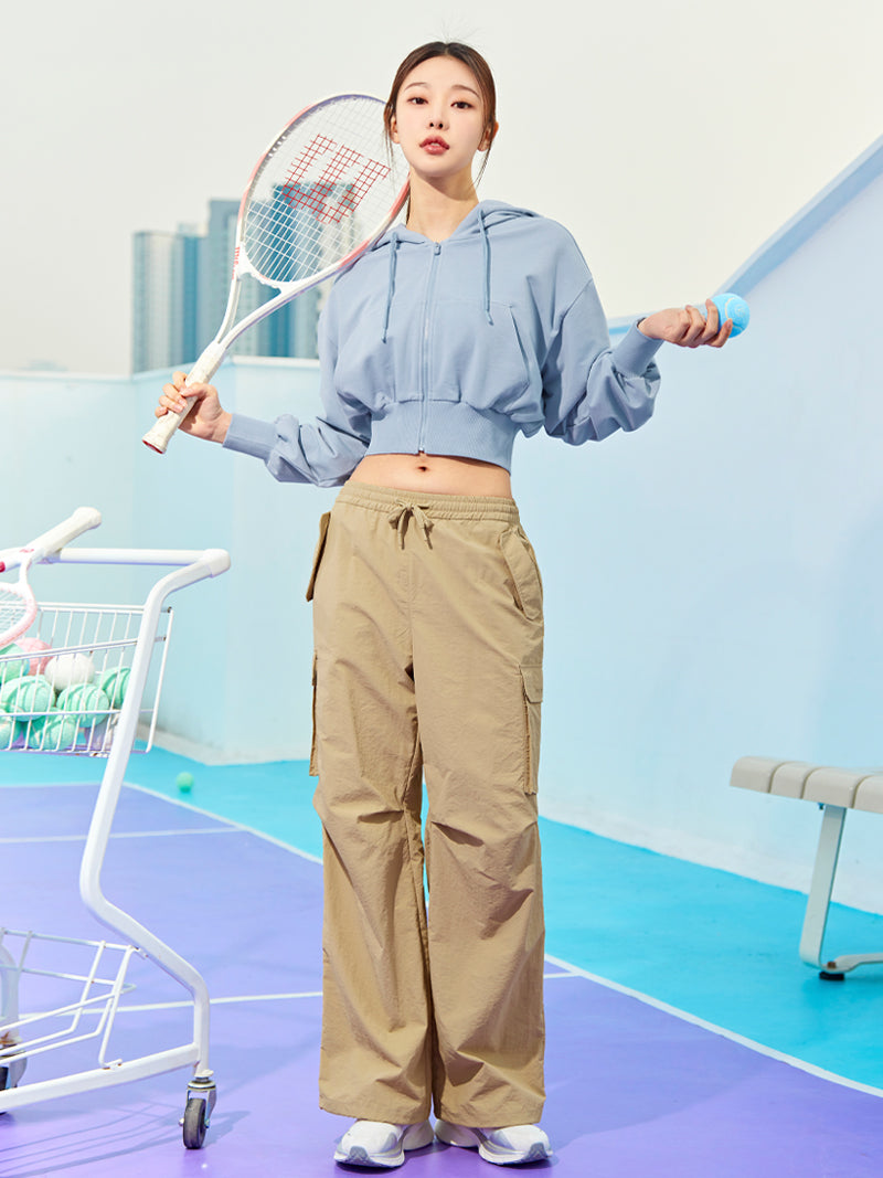 XTFHJ01J1 スムースタッチ クロップド丈 パーカー ジップアップ