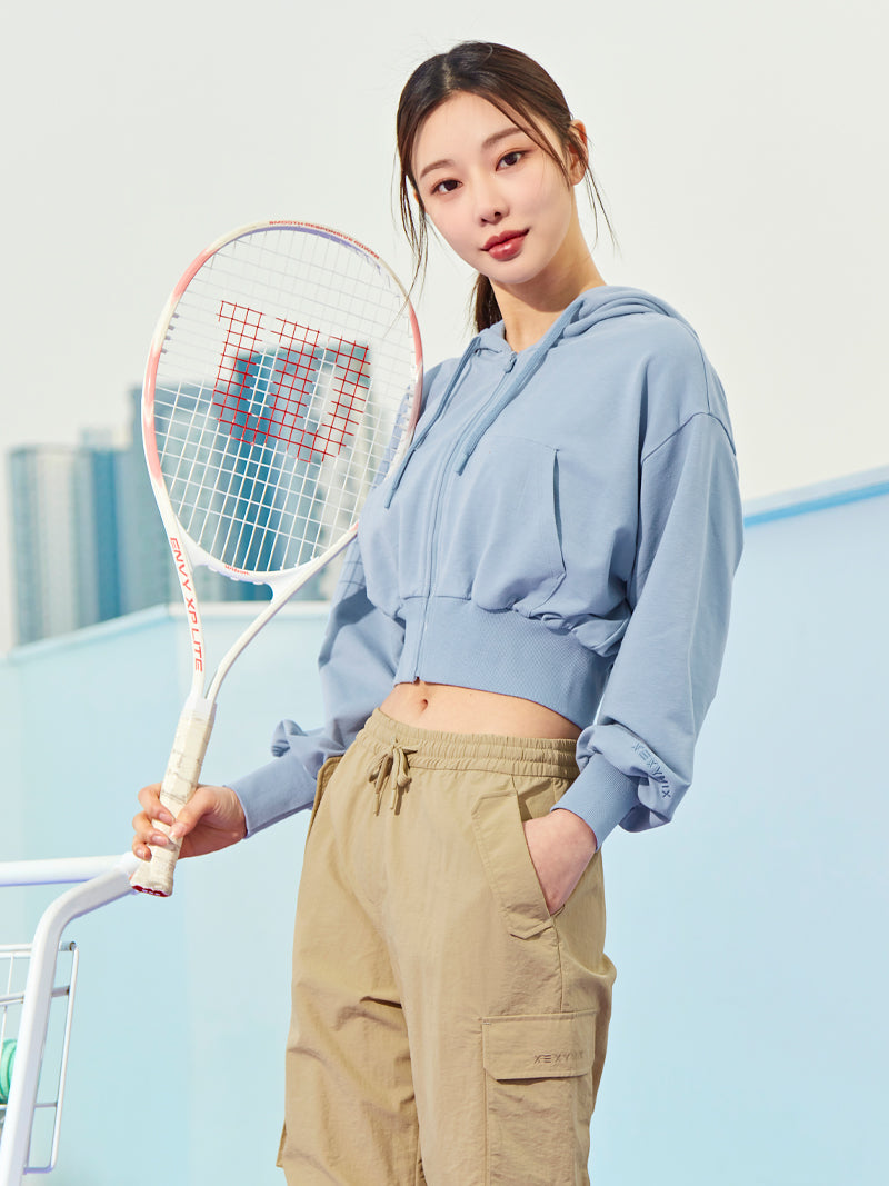 XTFHJ01J1 スムースタッチ クロップド丈 パーカー ジップアップ