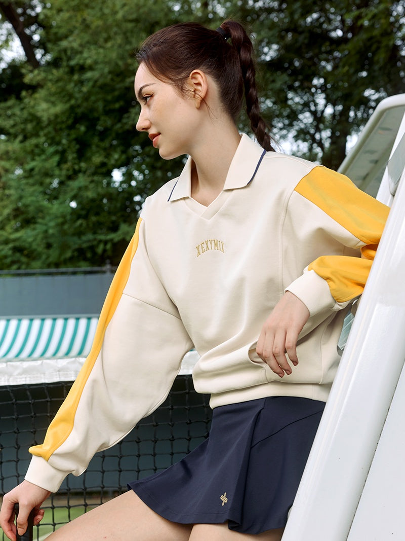 XTFMT04J3 カラーブロック 襟付き トレーナー