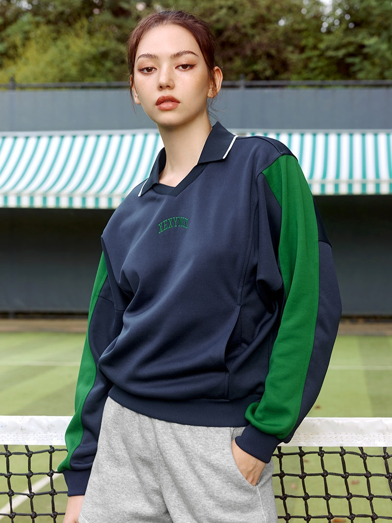 XTFMT04J3 カラーブロック 襟付き トレーナー