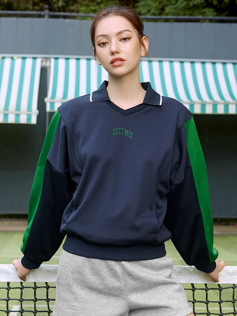 XTFMT04J3 カラーブロック 襟付き トレーナー