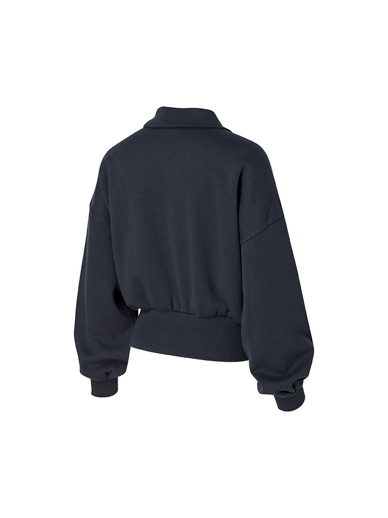 XTFMT11J3 裏起毛 コットン混 オープンカラー クロップド丈 トレーナー (単品)