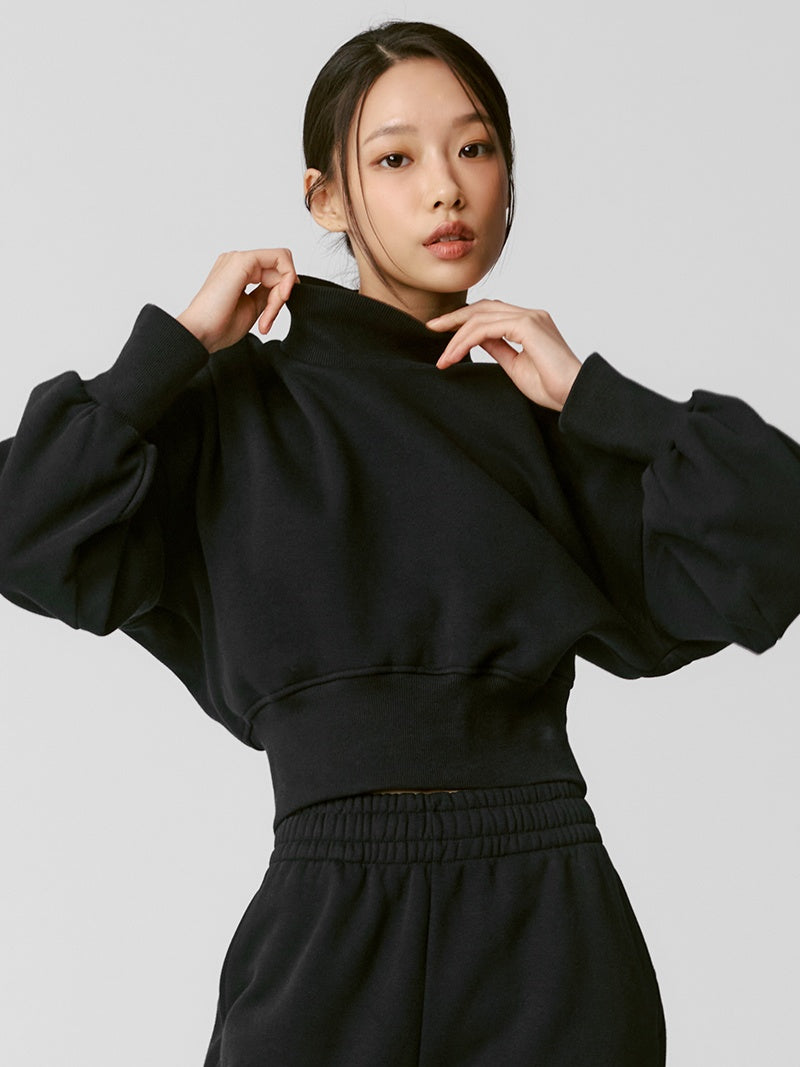 XTFMT12J3 裏起毛 ウォームソフト ハイネック クロップド丈 トレーナー (単品)