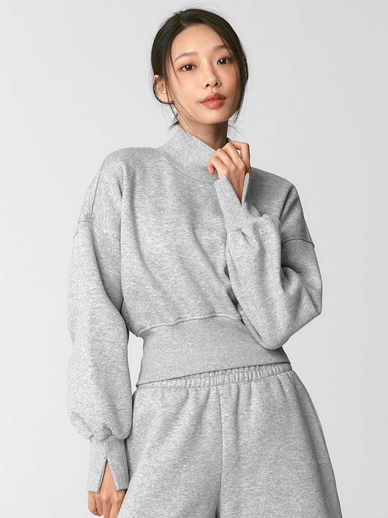 XTFMT12J3 裏起毛 ウォームソフト ハイネック クロップド丈 トレーナー (単品)
