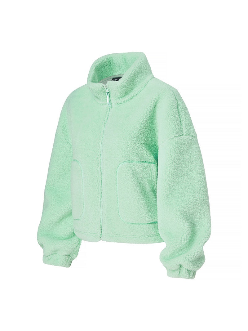 XWFJK02H4 シェルパー ハイネック クロップド丈 ジップアップ ジャケット