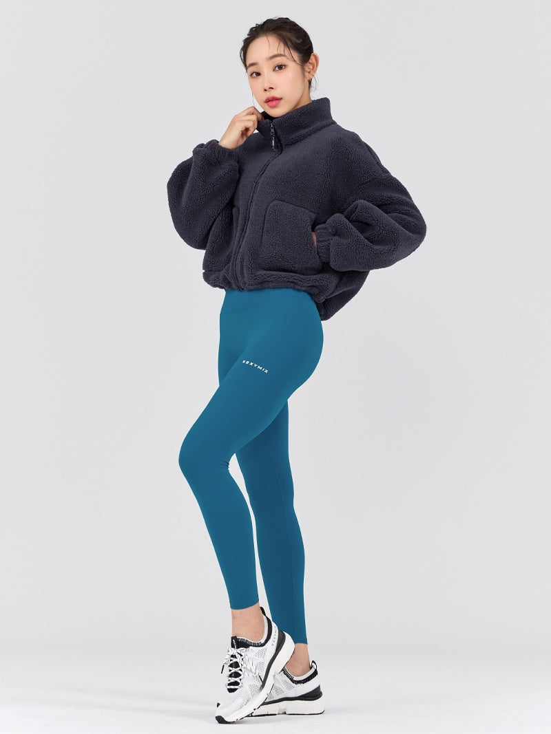 XWFJK02H4 シェルパー ハイネック クロップド丈 ジップアップ ジャケット