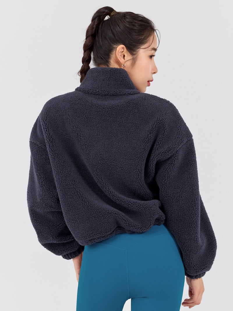 XWFJK02H4 シェルパー ハイネック クロップド丈 ジップアップ ジャケット