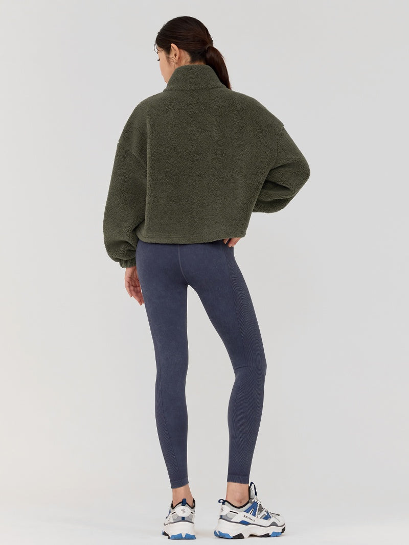 XWFJK02H4 シェルパー ハイネック クロップド丈 ジップアップ ジャケット