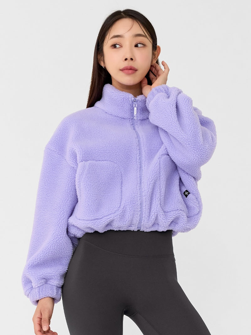 XWFJK02H4 シェルパー ハイネック クロップド丈 ジップアップ ジャケット