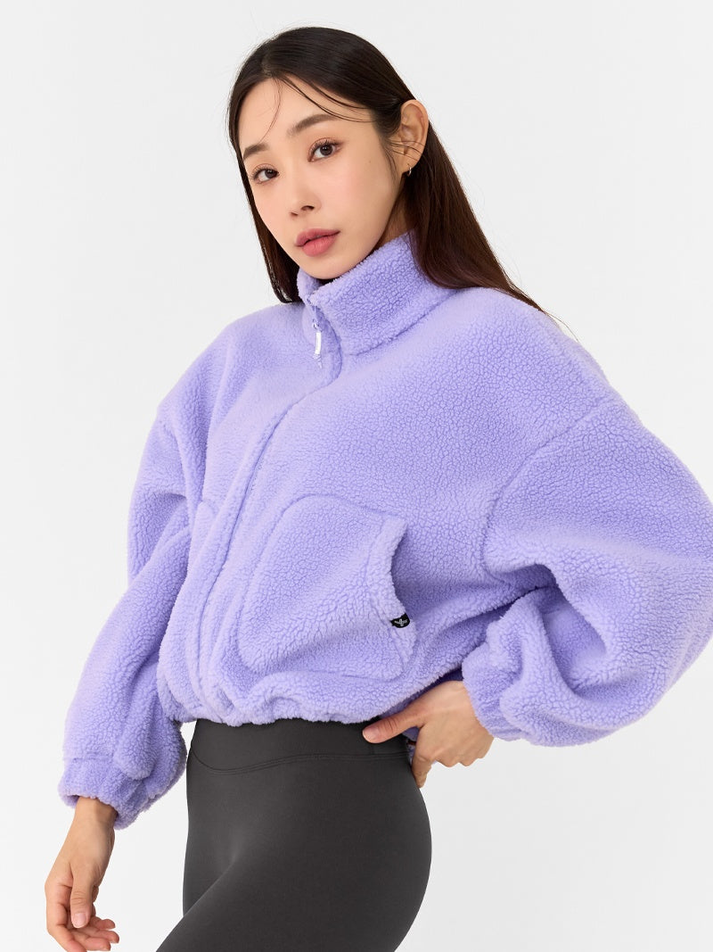 XWFJK02H4 シェルパー ハイネック クロップド丈 ジップアップ ジャケット