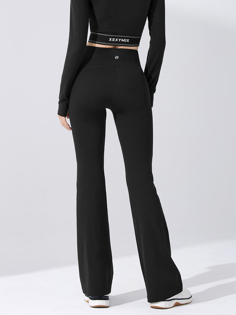 【裏起毛】BLACK LABEL シグネチャー パワーライズ フレアレギンス ショート丈&ロング丈