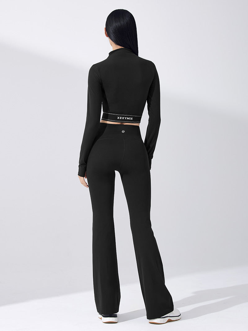 【裏起毛】BLACK LABEL シグネチャー パワーライズ フレアレギンス ショート丈&ロング丈