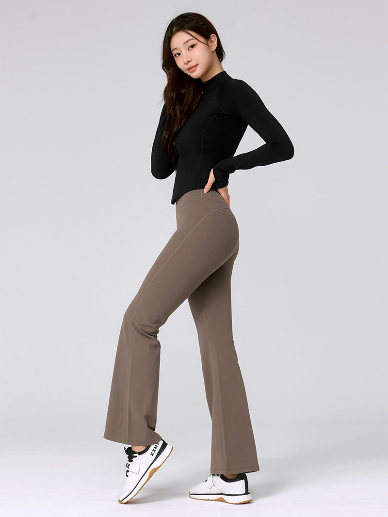 【裏起毛】BLACK LABEL シグネチャー パワーライズ フレアレギンス ショート丈&ロング丈