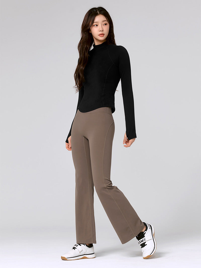 【裏起毛】BLACK LABEL シグネチャー パワーライズ フレアレギンス ショート丈&ロング丈