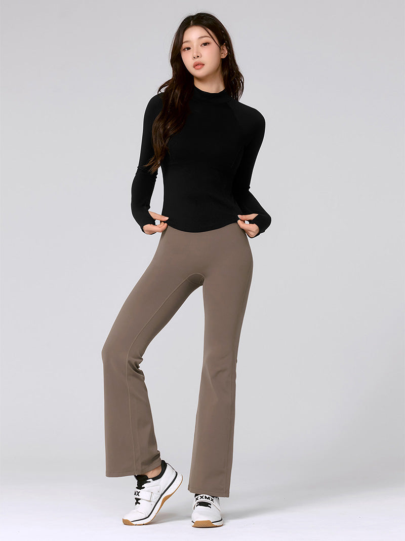 【裏起毛】BLACK LABEL シグネチャー パワーライズ フレアレギンス ショート丈&ロング丈