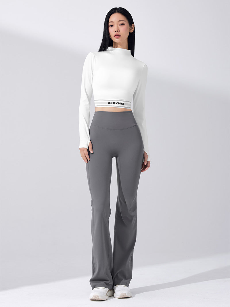 【裏起毛】BLACK LABEL シグネチャー パワーライズ フレアレギンス ショート丈&ロング丈