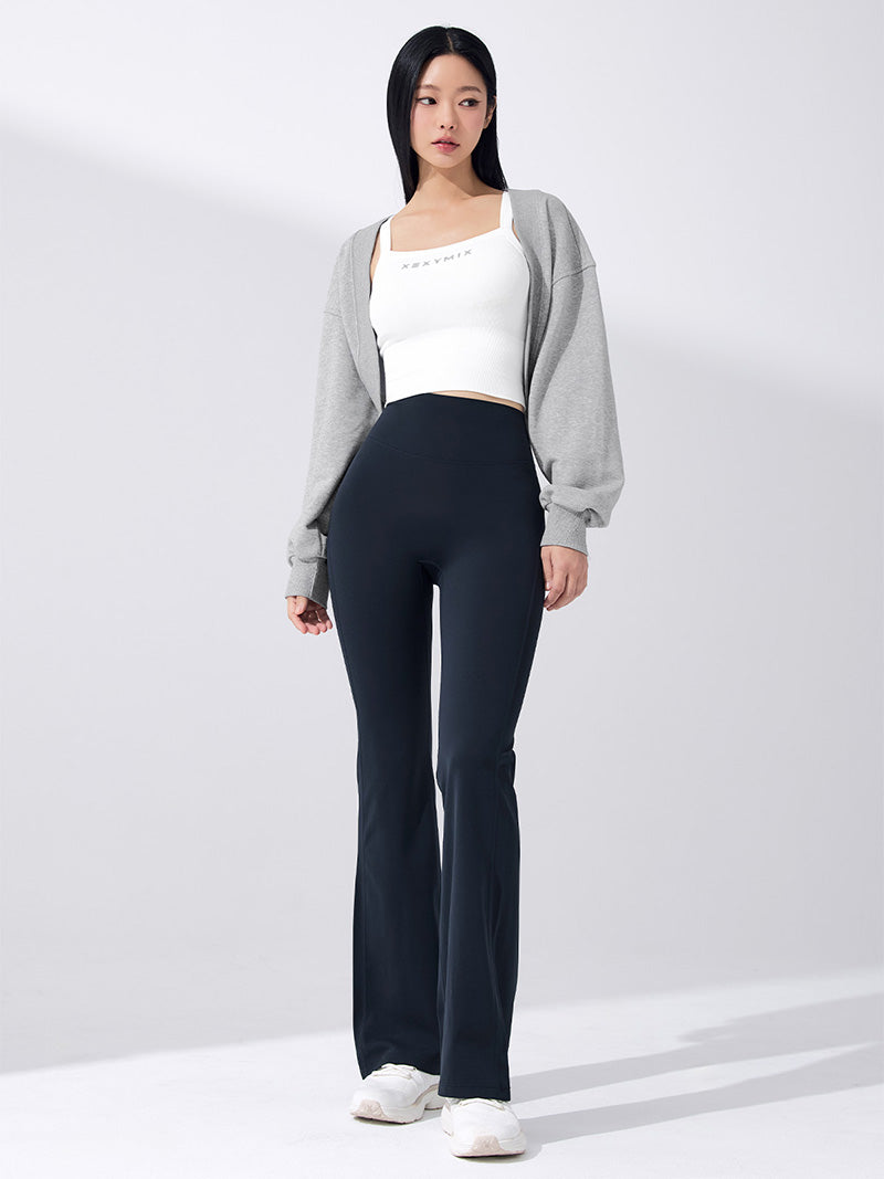 【裏起毛】BLACK LABEL シグネチャー パワーライズ フレアレギンス ショート丈&ロング丈