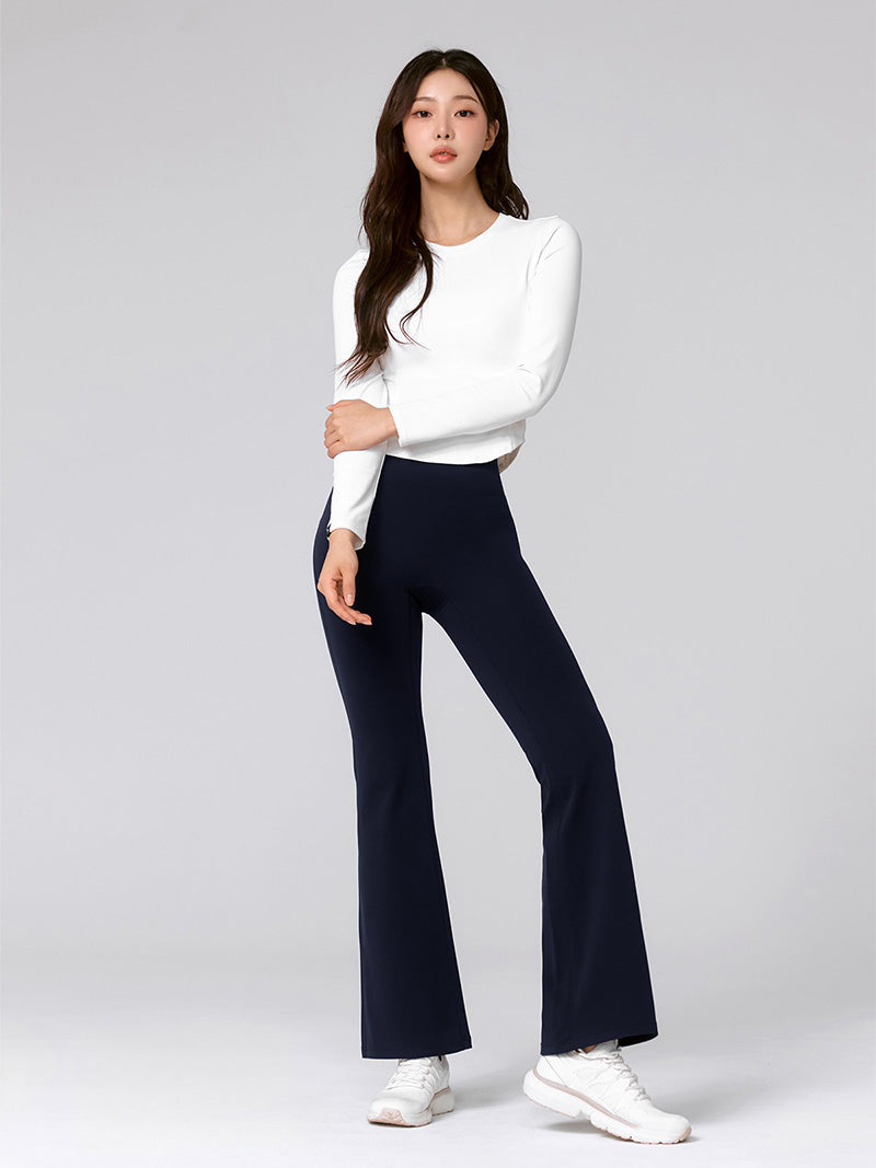 【裏起毛】BLACK LABEL シグネチャー パワーライズ フレアレギンス ショート丈&ロング丈