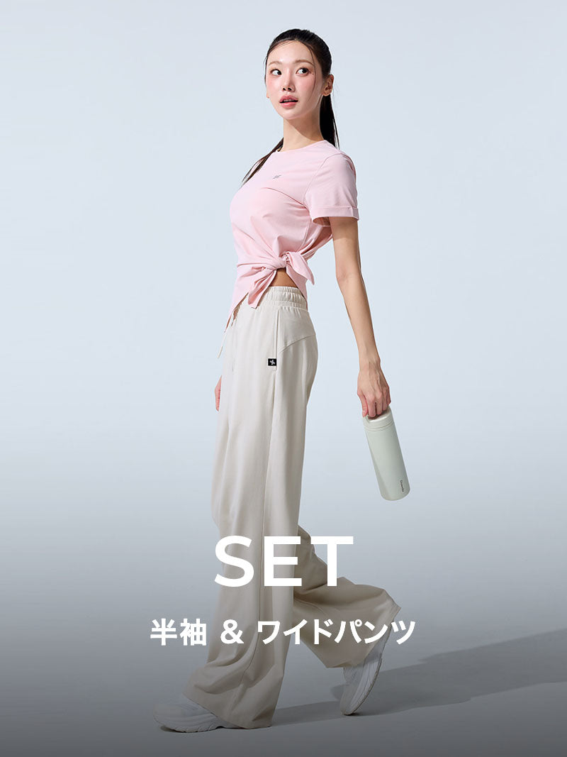 【おすすめセット】サイドスリット 半袖 & ソフトモダール ワイドパンツ