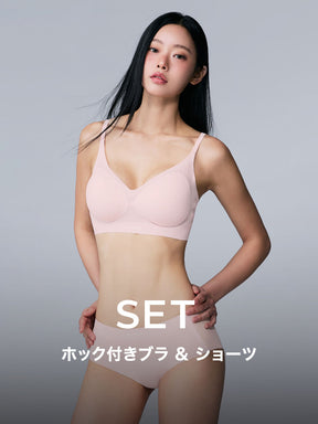 【SET】シア レースミックス ノンワイヤー ブラ & ショーツ