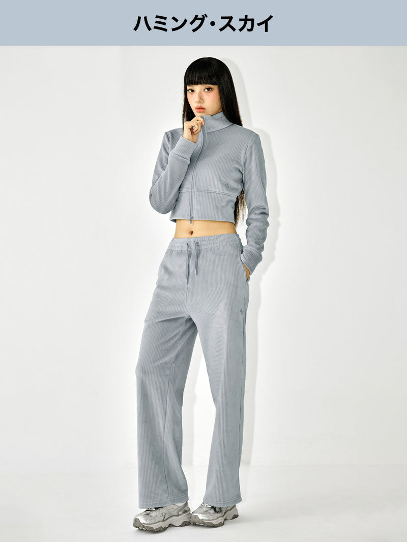【SET】ベロア コーデュロイ ジップアップ & ワイドパンツ