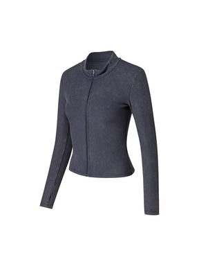 ウォッシュド リブ フィット ジップアップ (単品)