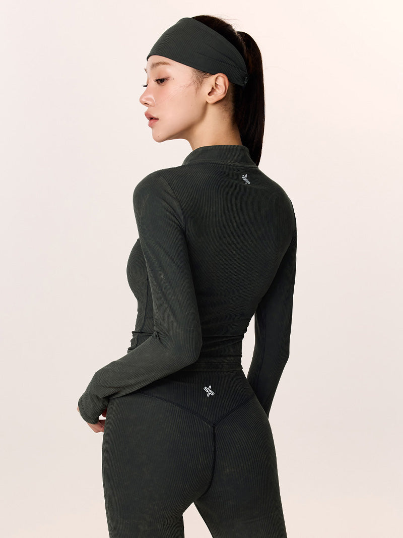 ウォッシュド リブ フィット ジップアップ (単品)