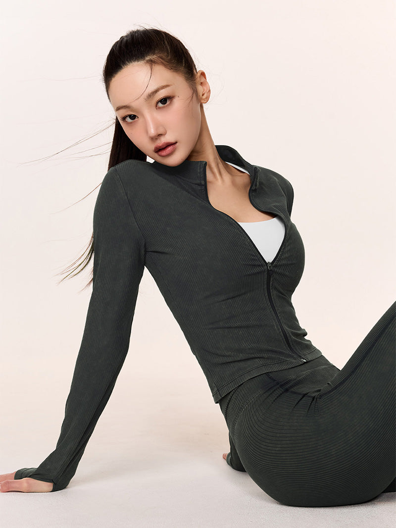 ウォッシュド リブ フィット ジップアップ (単品)