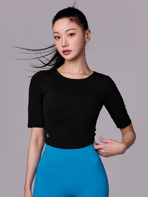 BLACK LABEL シグネチャー パワーライズ 背中開き 5分袖 ブラトップ