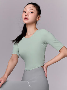 BLACK LABEL シグネチャー パワーライズ 背中開き 5分袖 ブラトップ