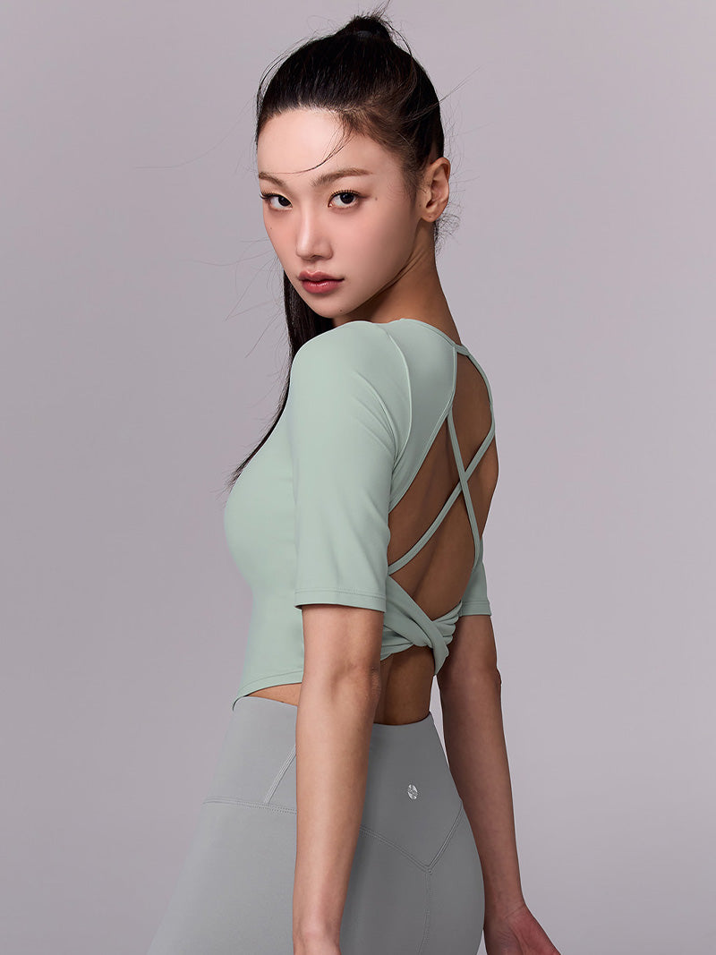 BLACK LABEL シグネチャー パワーライズ 背中開き 5分袖 ブラトップ