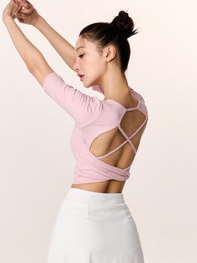 BLACK LABEL シグネチャー パワーライズ 背中開き 5分袖 ブラトップ