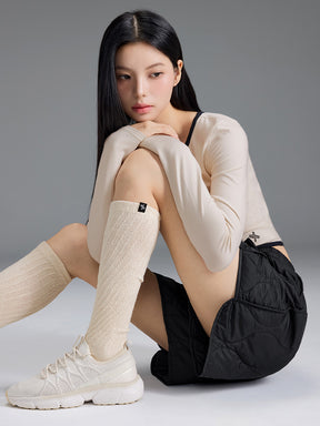 ツイスト リブ ニーソックス