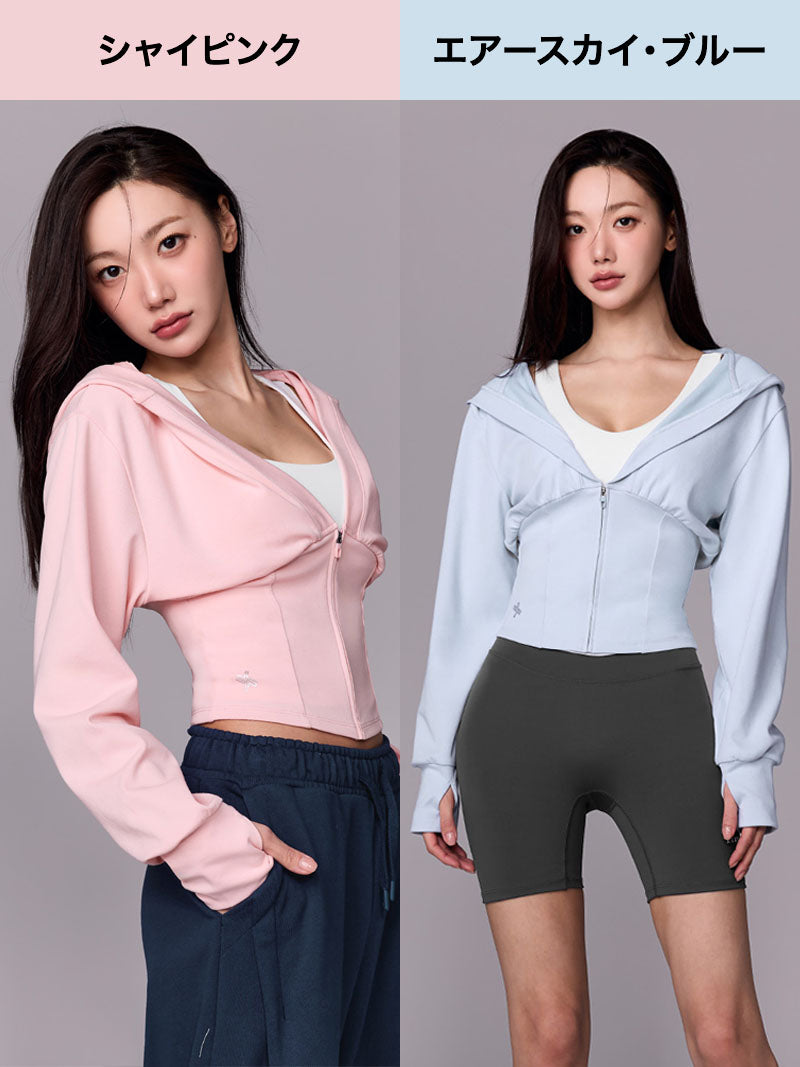 【おすすめセット】Vネック ジップアップ & カプリ レギンス