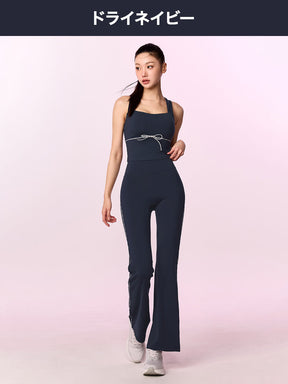 【SET】コンフォートファイン ロゴ入り パイピング ブラトップ & フレアレギンス
