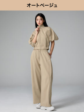 【SET】パイピングライン ジップアップ & ワイドパンツ