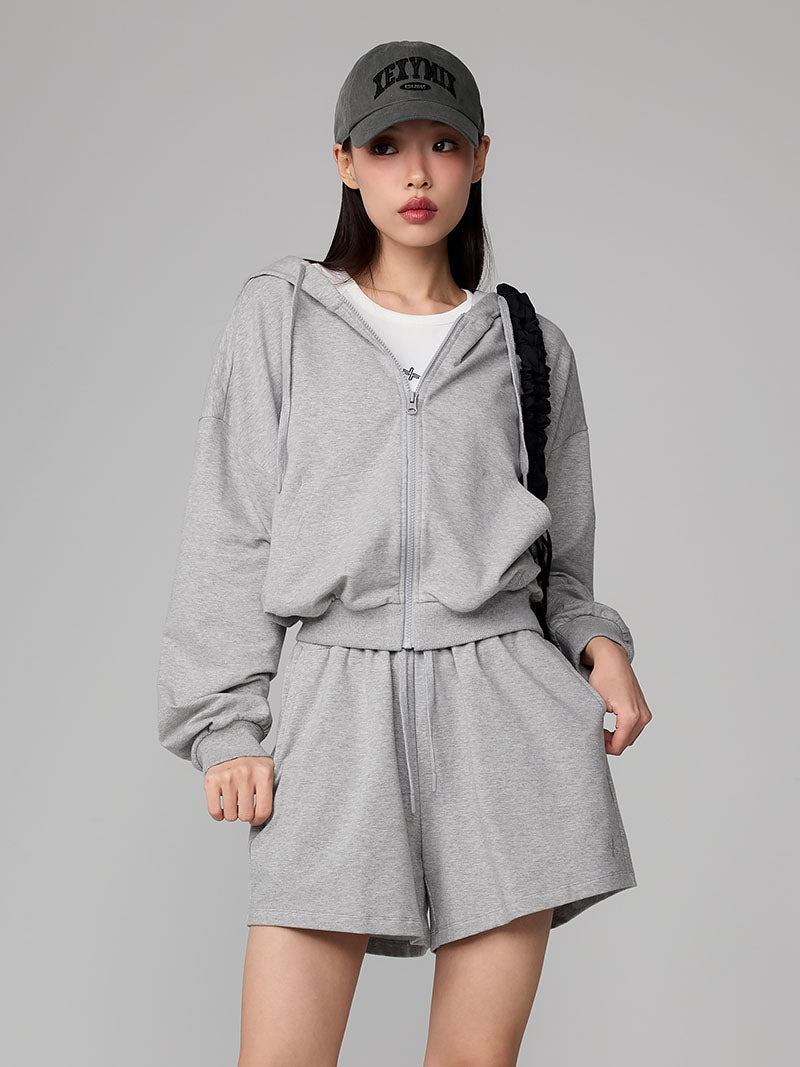 【SET】ソフトライト ジップアップ & ショートパンツ