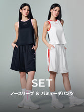 【SUMMER SET】メッシュ 配色ライン ノースリーブ & バミューダ パンツ