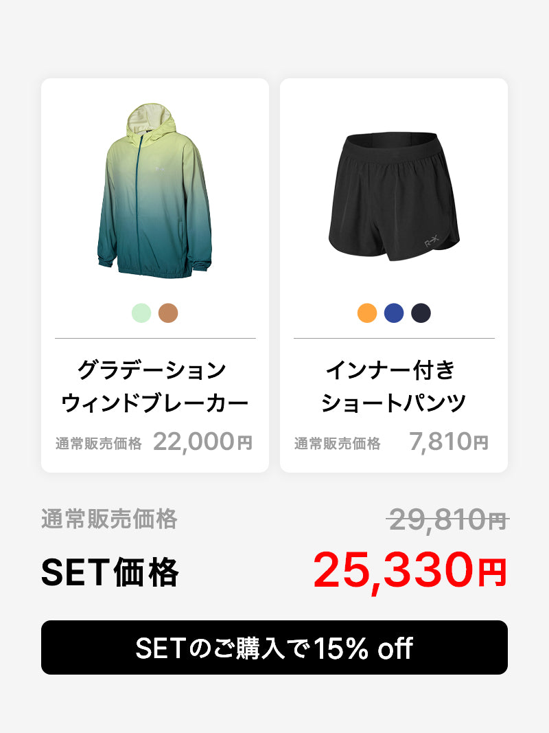 【MENS RUN SET】グラデーション ウィンドブレーカー & ショートパンツ