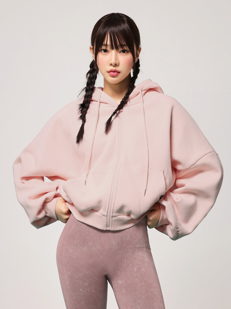 ピンク フード付き ジップアップジャケット リックオウエンス ピンクジップアップ ジャケット アウター
