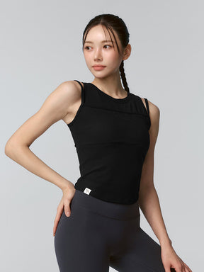 ソフトリブ タンクトップ パッド付き