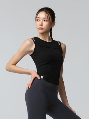 ソフトリブ タンクトップ パッド付き