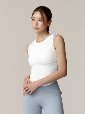 ソフトリブ タンクトップ パッド付き