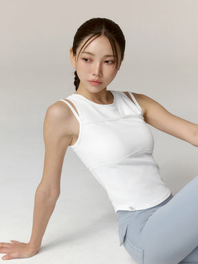 ソフトリブ タンクトップ パッド付き