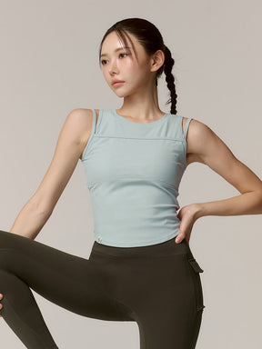 ソフトリブ タンクトップ パッド付き