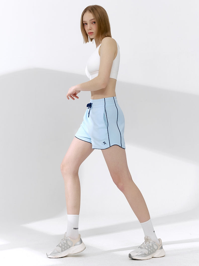 配色パイピング入り ドルフィン ショートパンツ