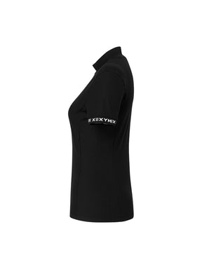 UVカット リブ モックネック スリムフィット 半袖
